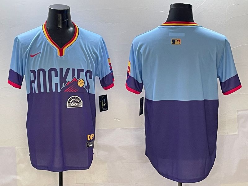 Men Colorado Rockies Blank Purple blue Joint Name 2025 Nike MLB Jersey style 4